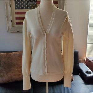 Benetton Ivory / Cream Slim Fitted Wool Cardigan M